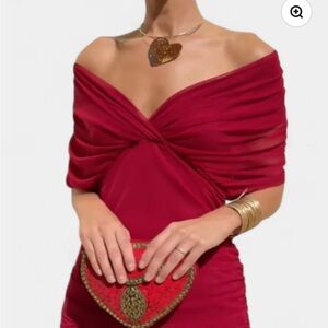 Nina Red Off-Shoulder Maxi Dress